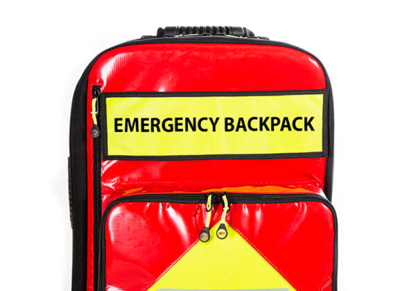 Back label "EMERGENCY BACKPACK" for emergency backpack